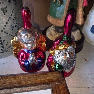 Santa Claus and Angel holiday/christmas bell